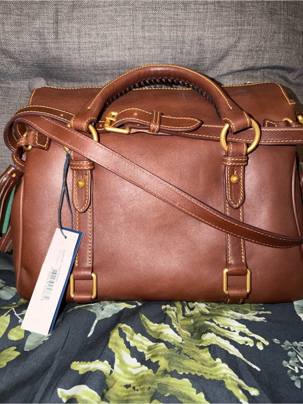 NWT Dooney & Bourke Large Florentine Chestnut Leather Satchel - Picture 2 of 4